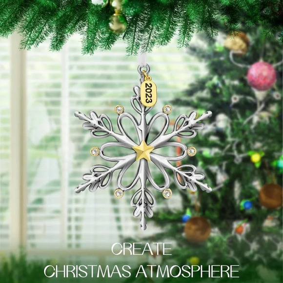 2023 Christmas Metallic Snowflake Home Decoration Tree Hanging Pendant - Picture 7 of 7